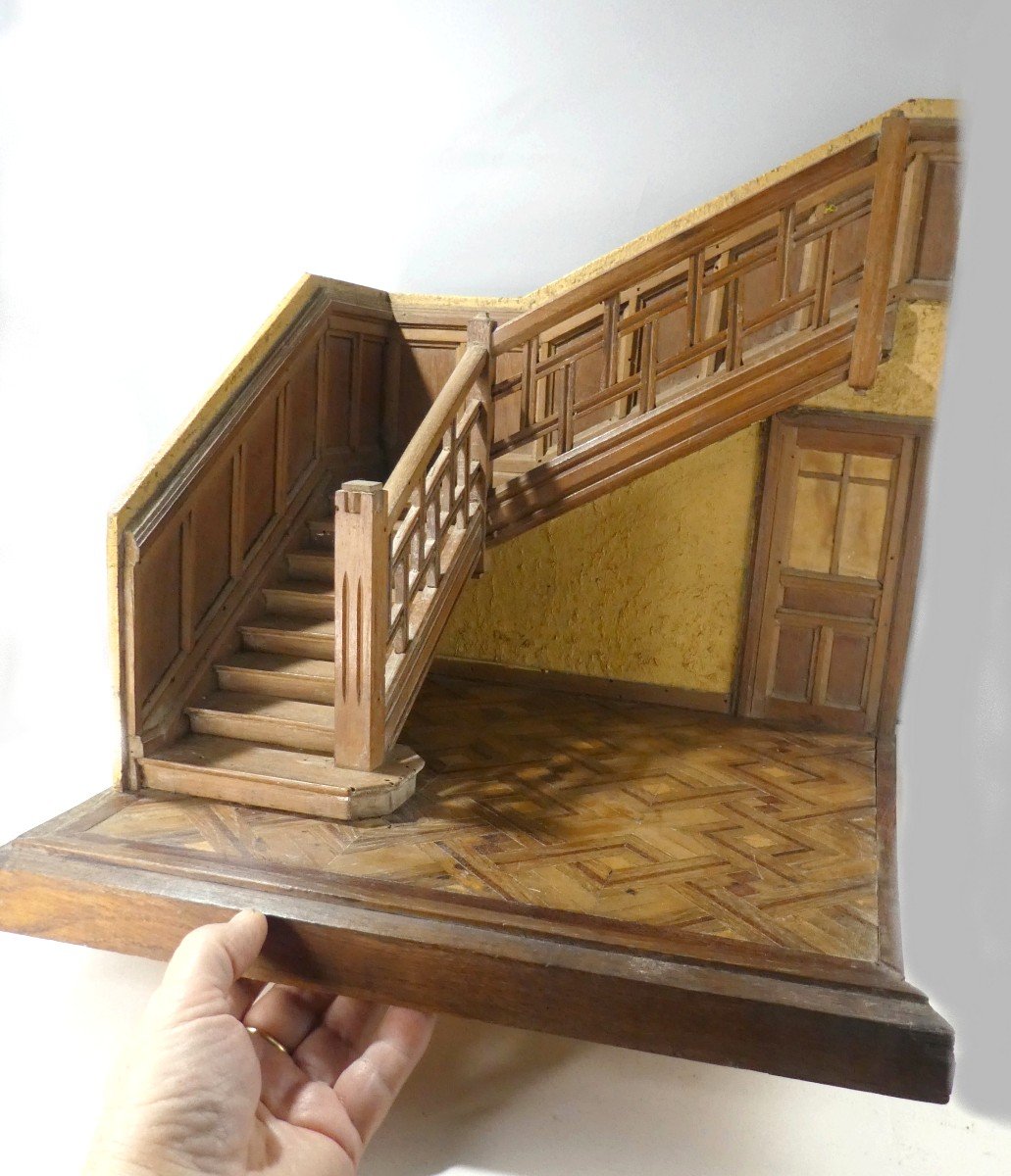 Staircase Model, Versailles Parquet, Inlaid, Circa 1930 