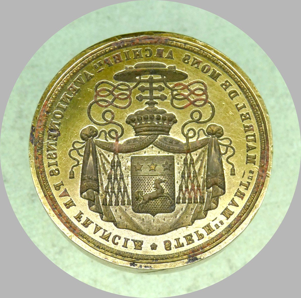 Heavy Bronze Seal From  Archbishop Of Avignon, Martin Morel De Mons, 1822