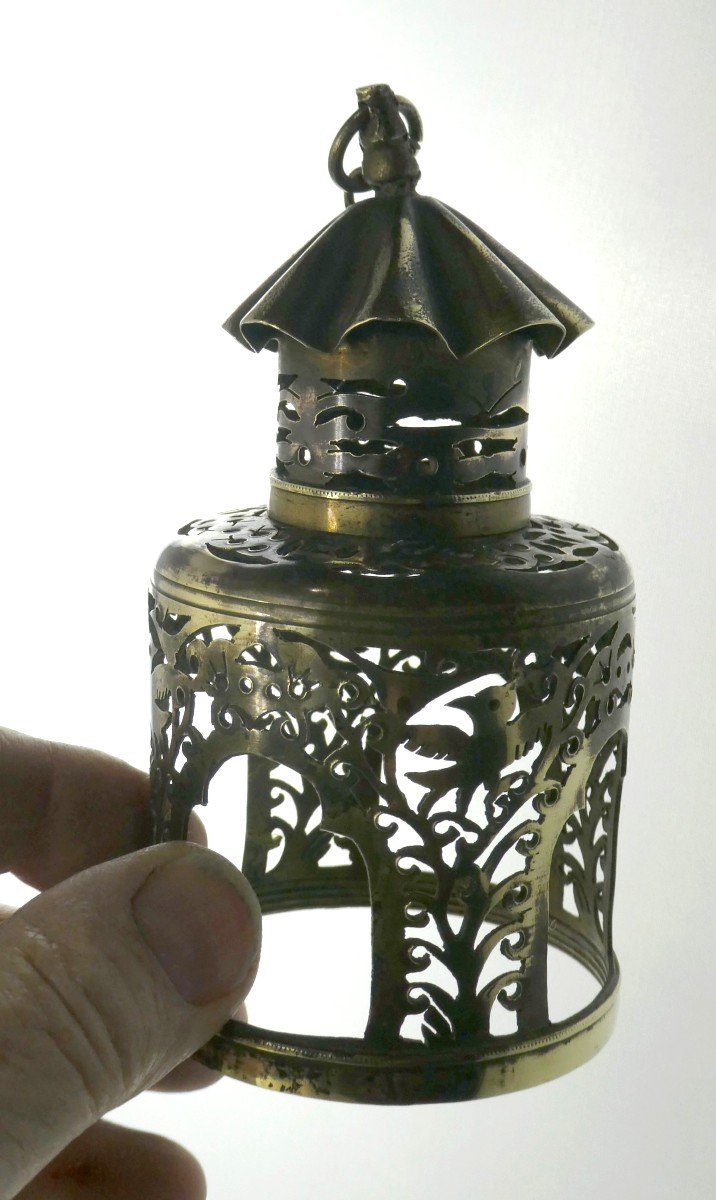 Lampe De Fumerie D’opium, Laiton Découpé, Chine, Vers 1900-photo-3