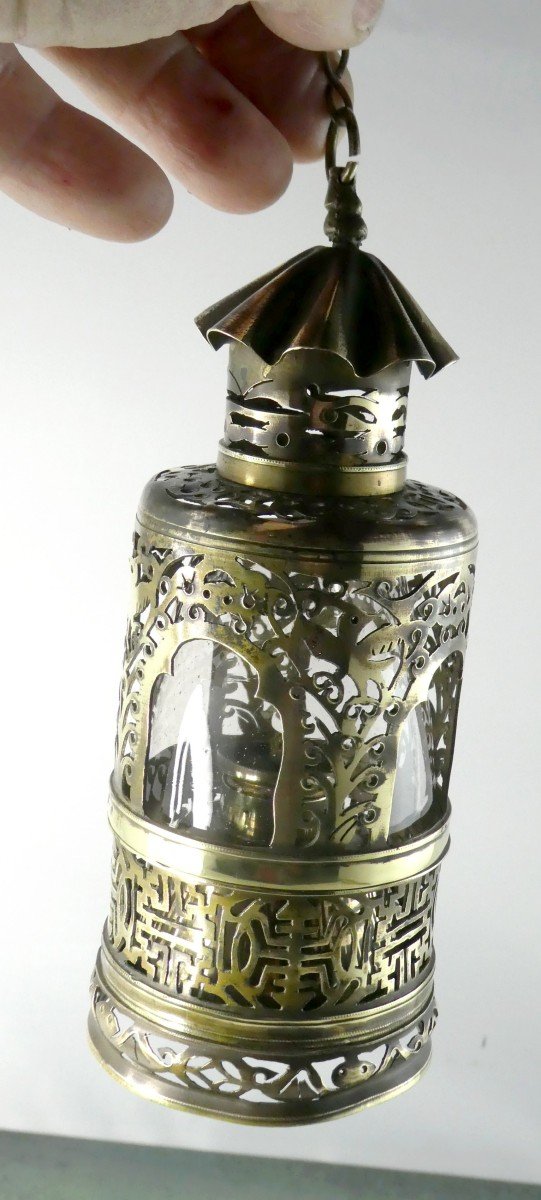 Lampe De Fumerie D’opium, Laiton Découpé, Chine, Vers 1900