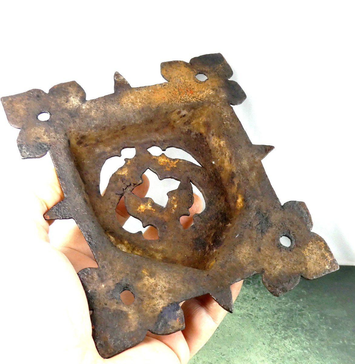 Door Peephole, French Medieval Ironwork, Gothic Forge, Coat Of Arms.-photo-2