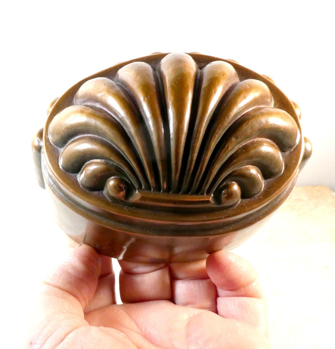 Collection: French Copper Mold, Shell Shaped Beautiful Patina, 19th Century