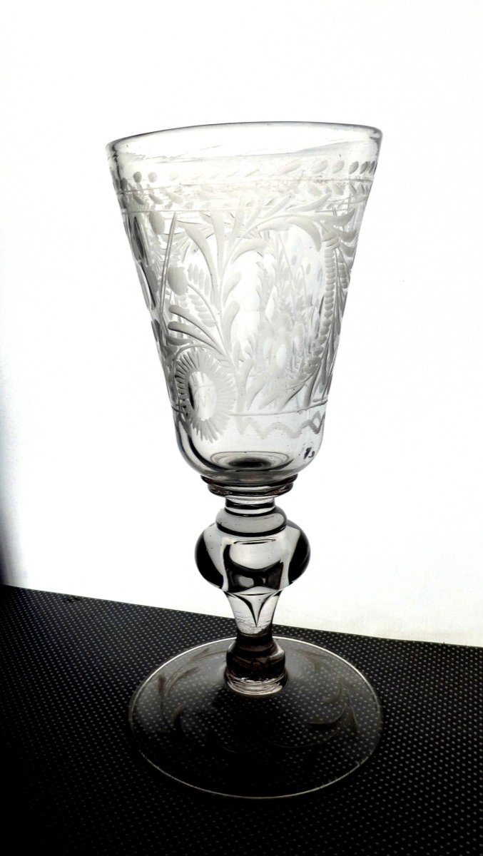 Haut Verre Soufflé à La Riche Gravure, Autriche, 18e Siècle -photo-2