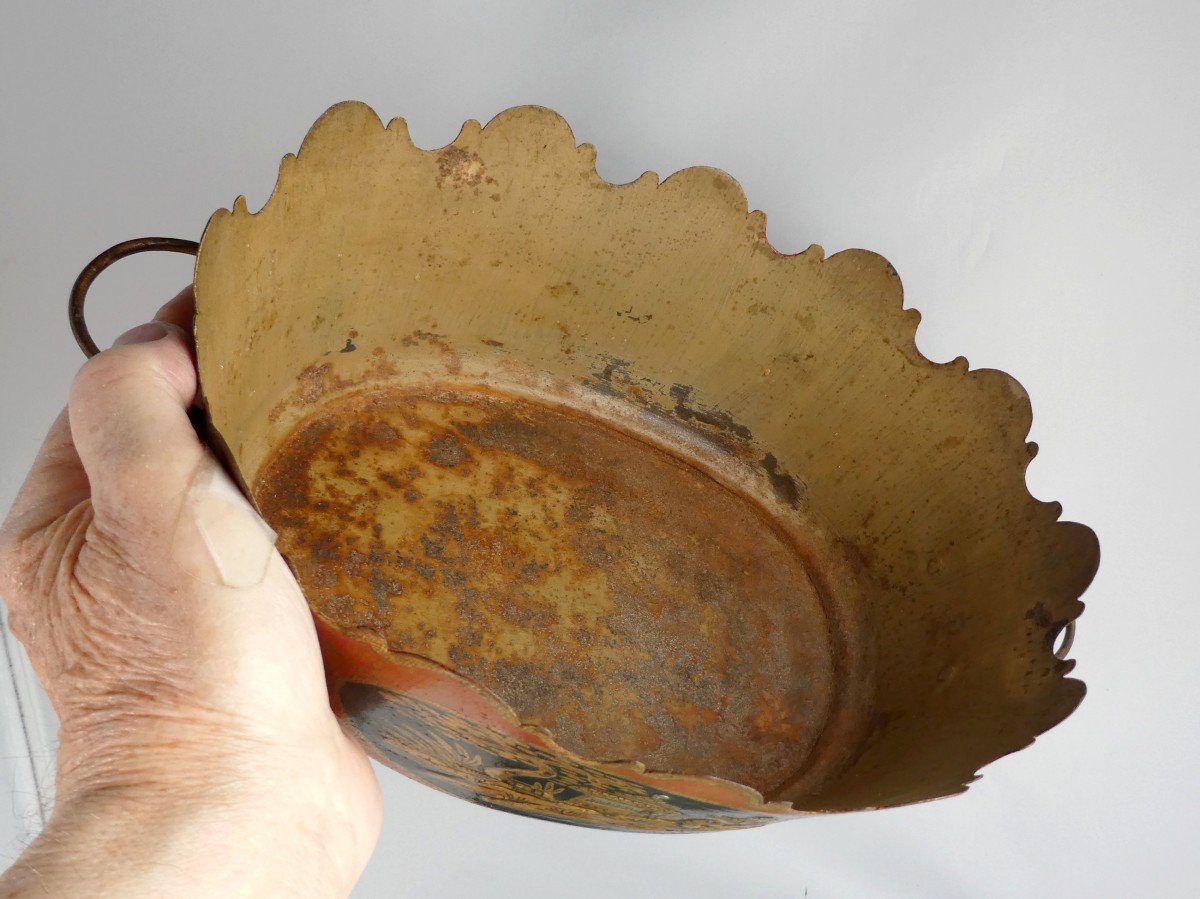 Red And Gold Painted Tin, Cooler For 12 Glasses, Directoire Style-photo-2