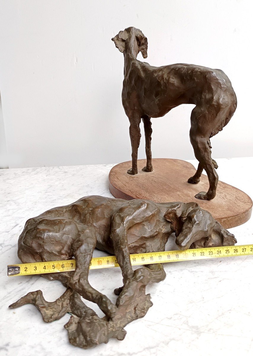 Two Large Bronze Greyhounds, Contemporary Sculpture, 2/10, Lissa Borkowski-photo-6