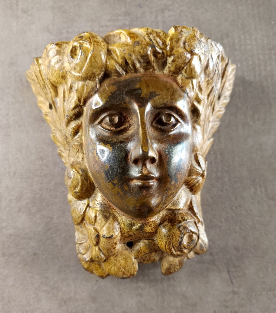 Pretty Painted Bronze: Allegory Of Nature, Furniture Bronze From  1900s-photo-3