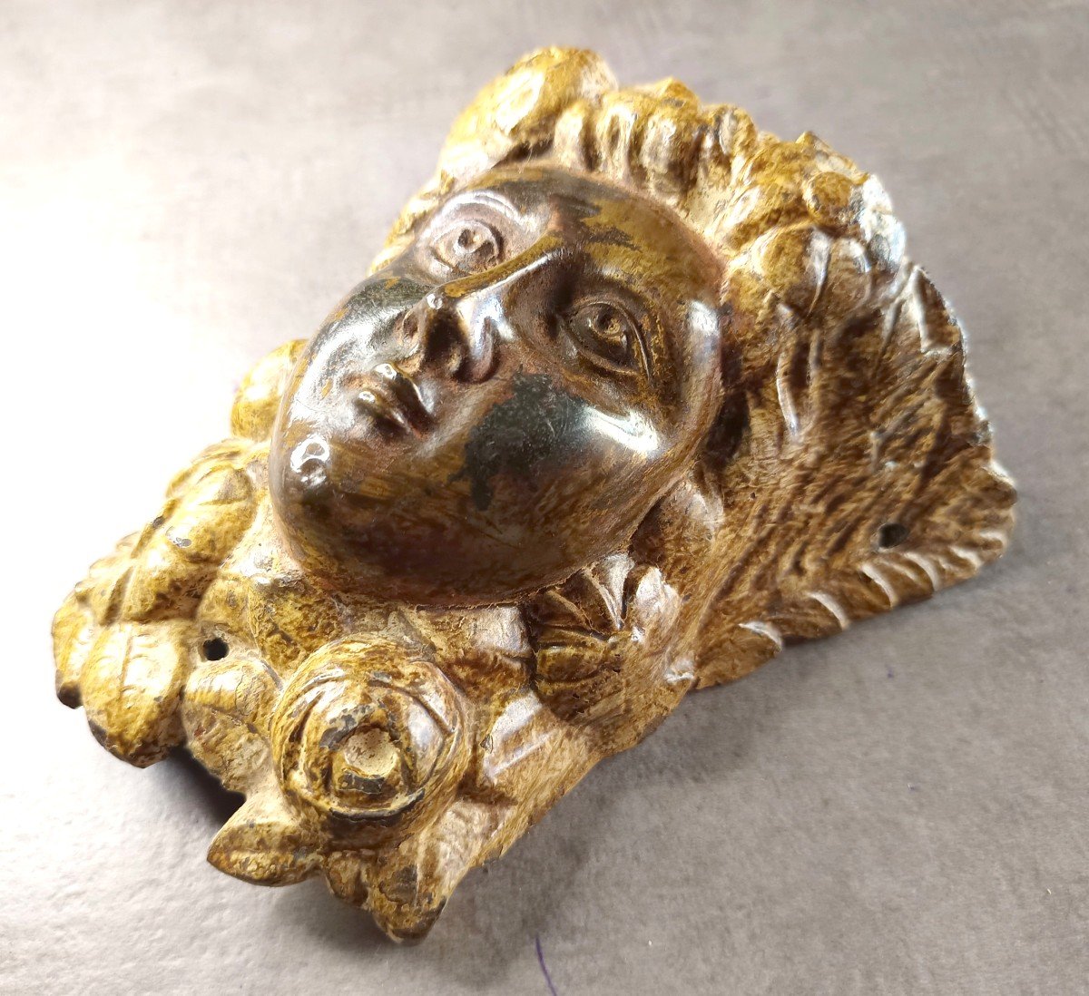 Pretty Painted Bronze: Allegory Of Nature, Furniture Bronze From  1900s