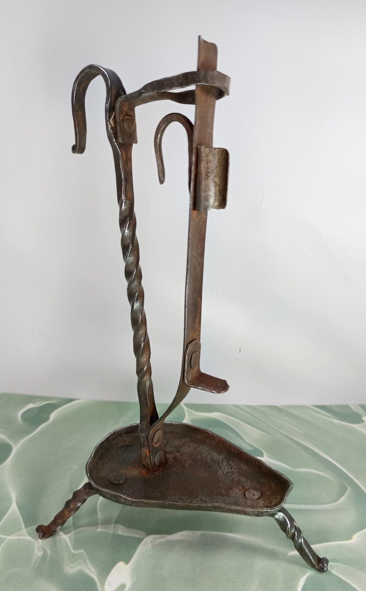 Bougeoir Porte Résine, Fer Forgé Haute époque, Bel état-photo-3