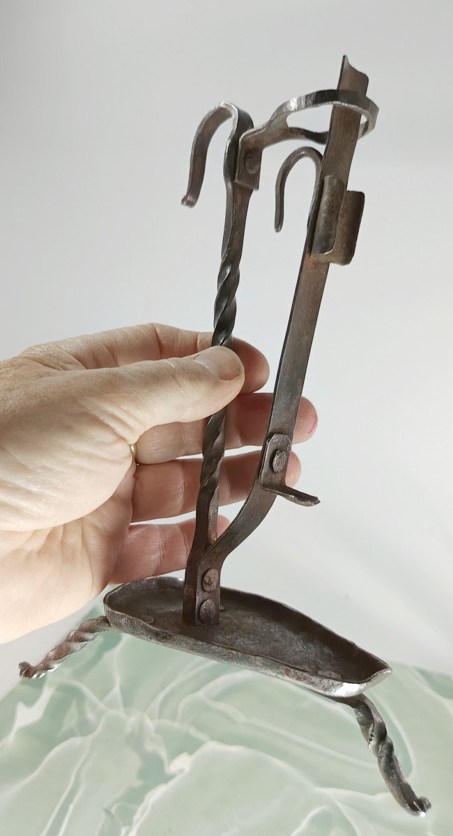 Bougeoir Porte Résine, Fer Forgé Haute époque, Bel état-photo-4