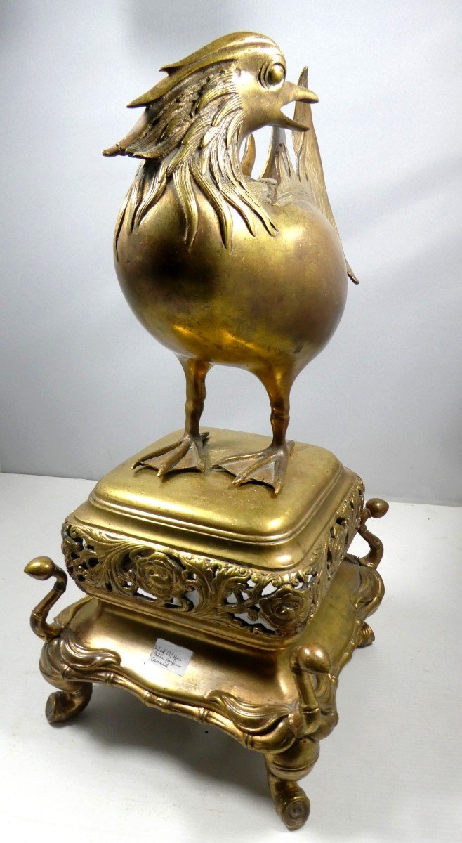 Haute Coupe Au Canard Mandarin, Bronze, 7kg, Ateliers Parisiens Japonisant.-photo-4