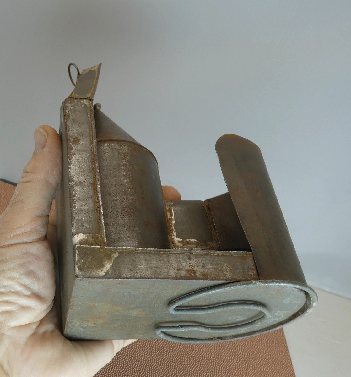 Amazing Wall Lamp, Cardan Lamp, 18-19th, Tinplate, Forming Night Light-photo-3