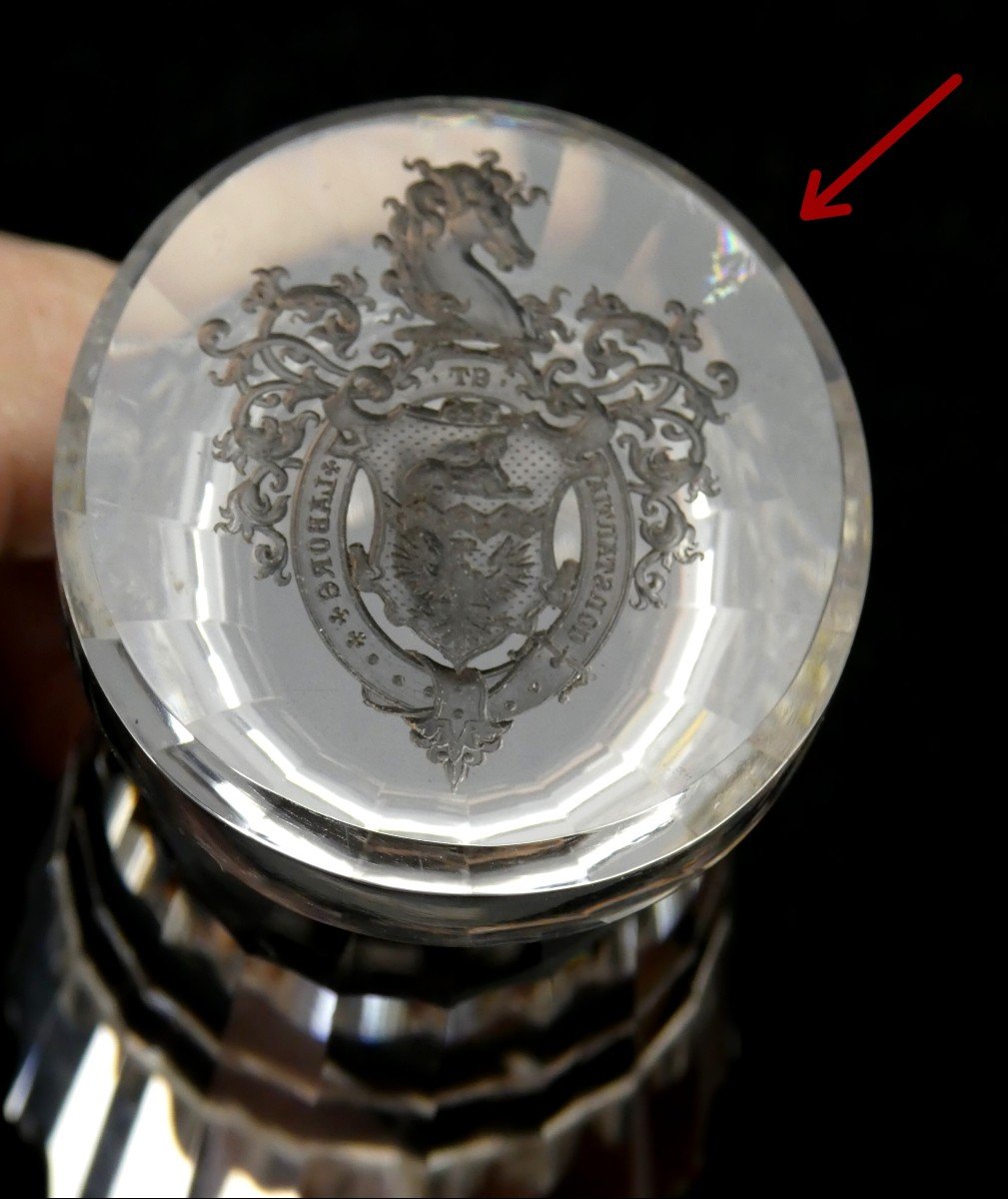 Imposant Cachet Cristal Famille Oppenheim 19e Siècle, Pierre De Lumière-photo-4