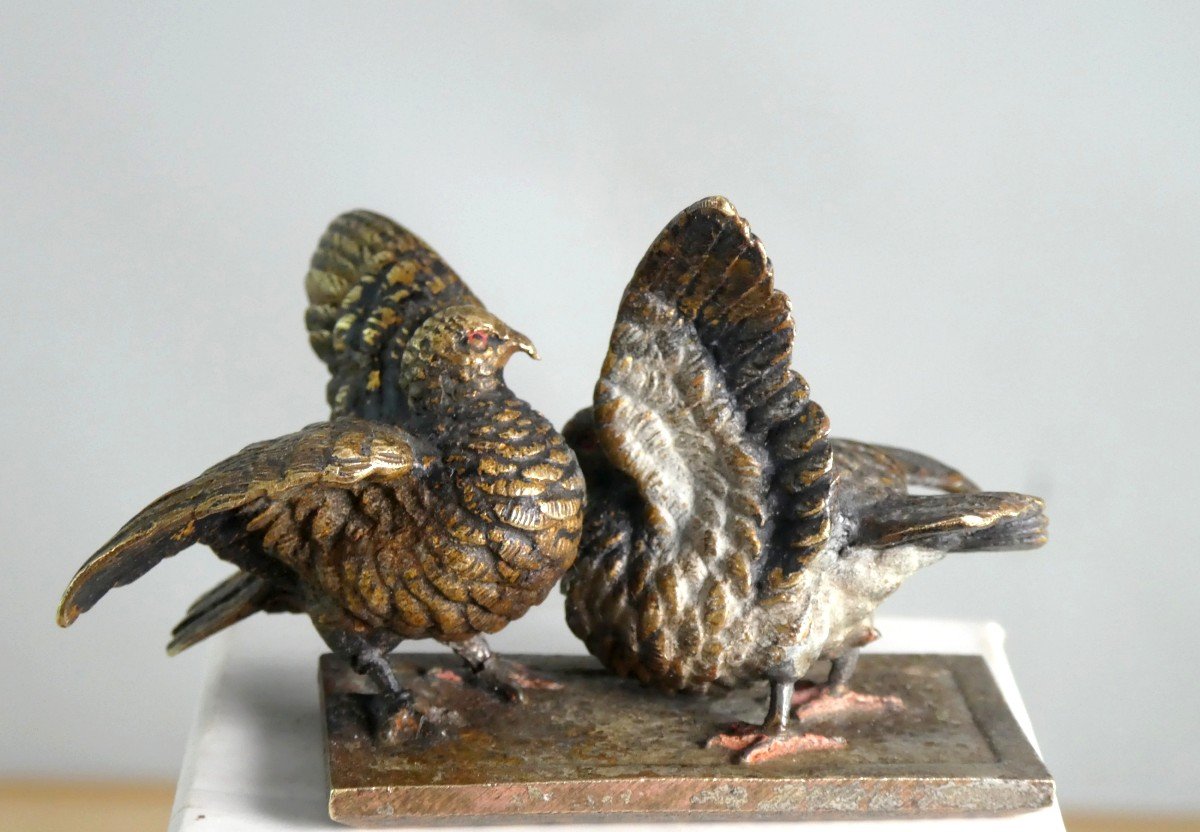 Minuscula : Bronze De Vienne, 19e Siècle : Pigeons Amoureux