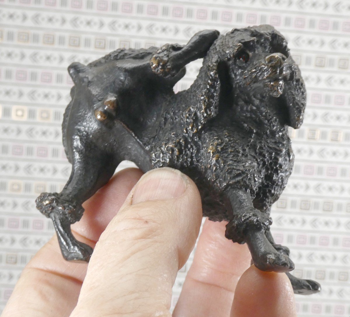 Bronzes De Vienne Peints, Deux Caniches Noir, Marqué (geschutzt), 19e Siècle-photo-3