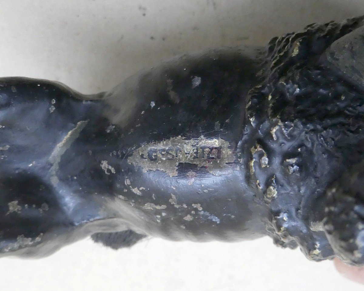 Bronzes De Vienne Peints, Deux Caniches Noir, Marqué (geschutzt), 19e Siècle-photo-4
