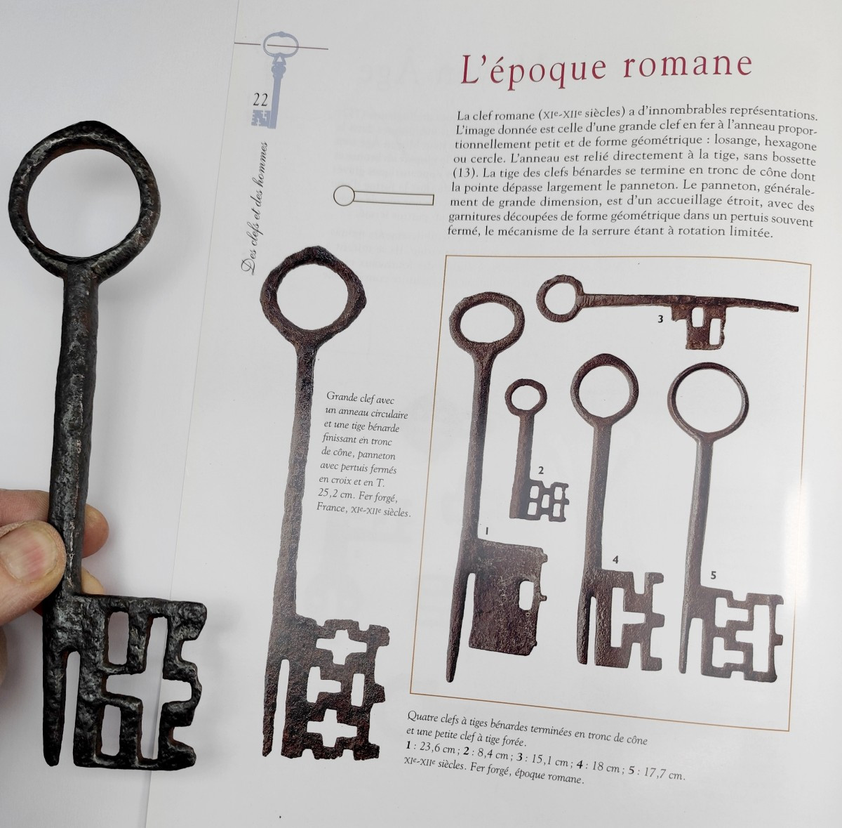 Large 12th Century Museum Key, Early Middle Ages, Good Condition 19.3cm-photo-2