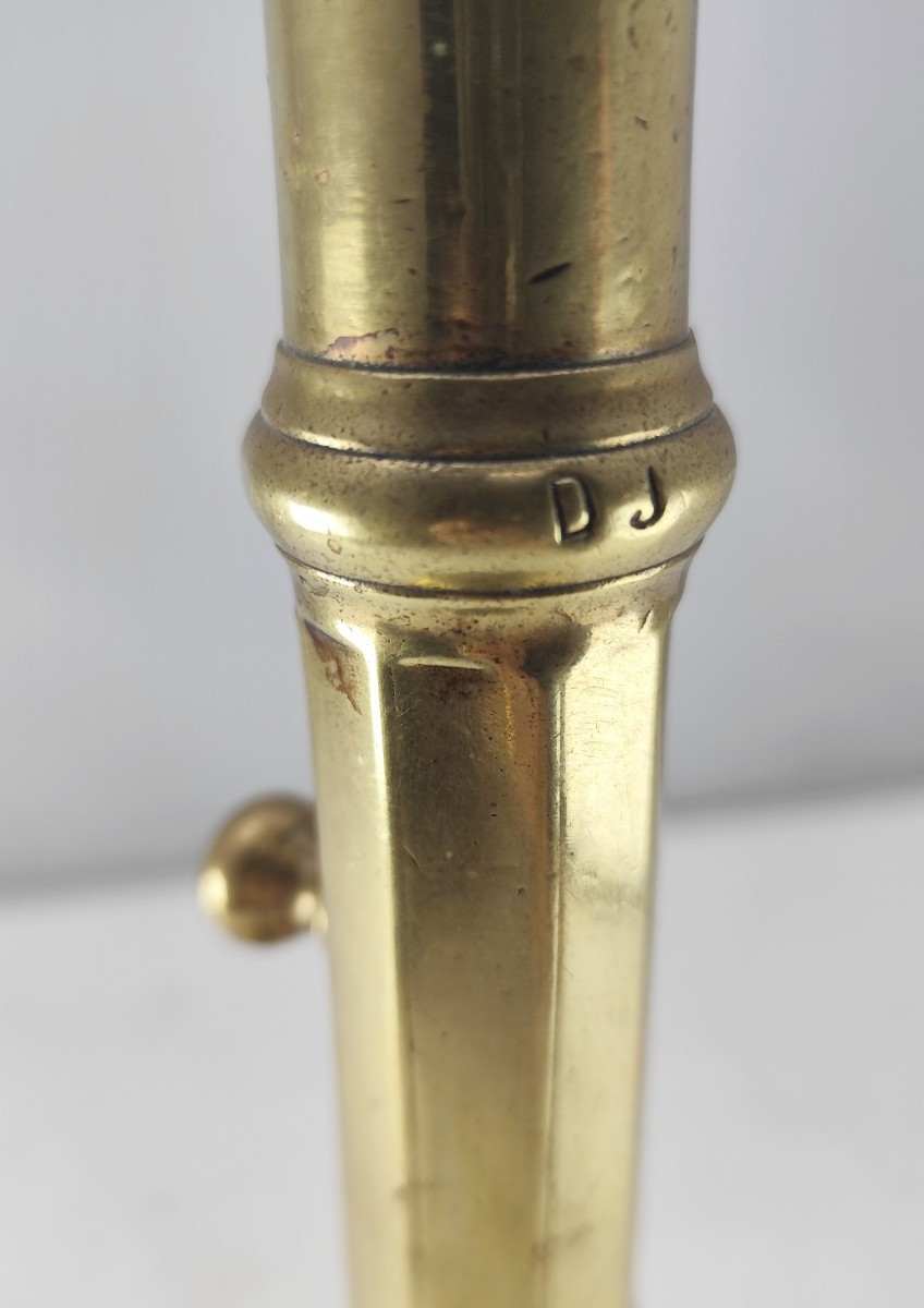 Tall Turned Bronze Candlestick, George II Period-photo-4