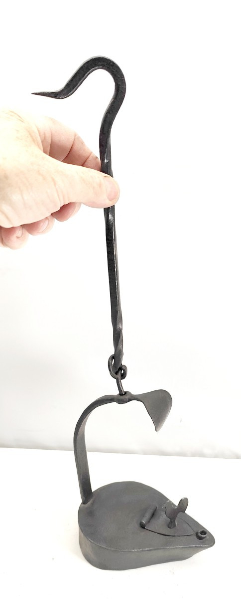 Jolie Lampe à Huile Cocorico, Fer Forgé, 18-19e Siècle, Art Populaire-photo-2