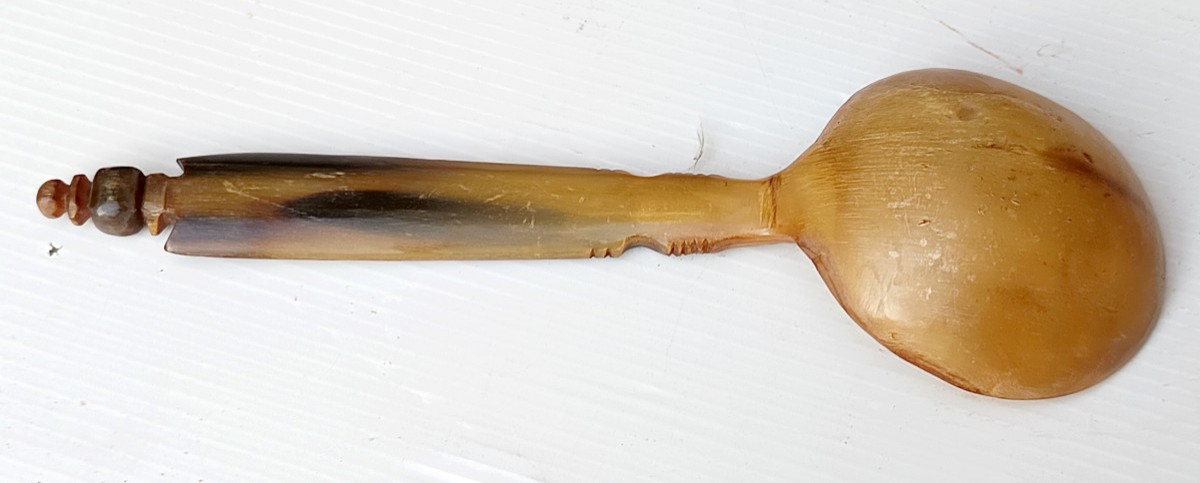 Horn Wedding Spoon, Switzerland Or Austria, 18th-19th Century, Folk Art-photo-1