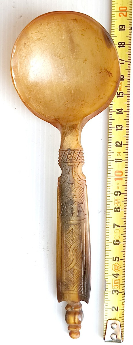 Horn Wedding Spoon, Switzerland Or Austria, 18th-19th Century, Folk Art