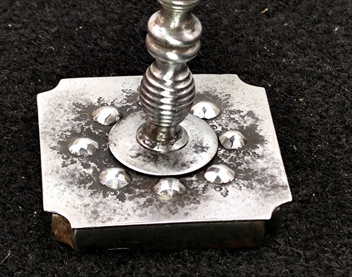 Porte-bijoux D’acier Poli, Manufacture Impériale De Plombières, En Bel état-photo-1