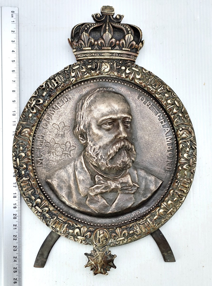 Grande Plaquette Bronze En Majesté De Henri (v), Comte De Chambord Vers 1873-photo-3