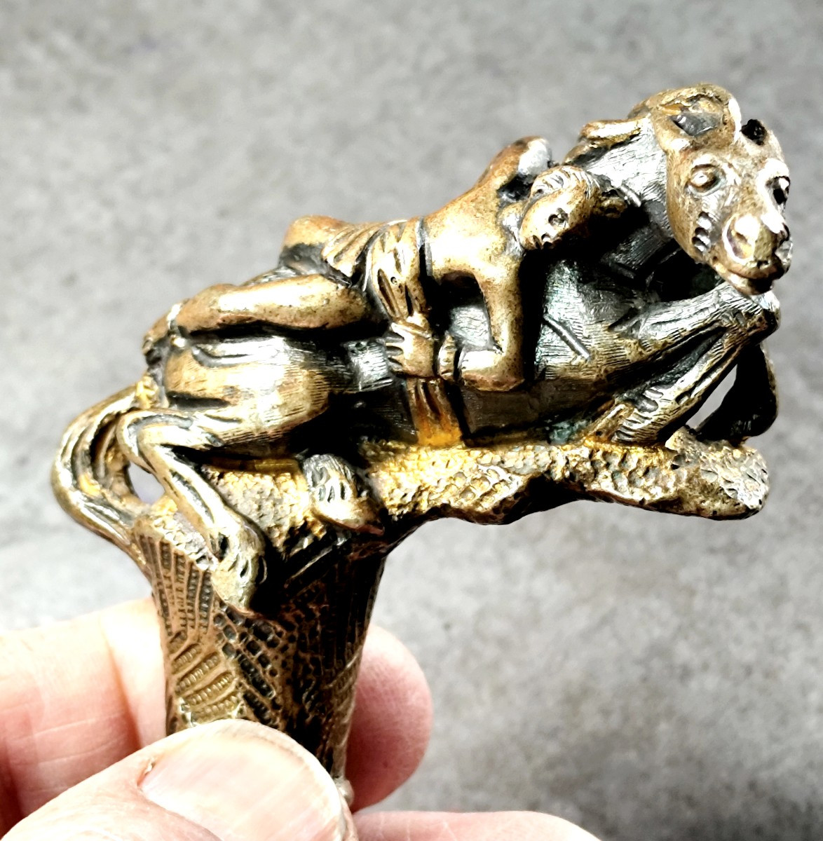 Mazeppa, Hero Of Ukraine, Bronze Riding Crop Pommel,  Two Patinas, 19th Century-photo-2
