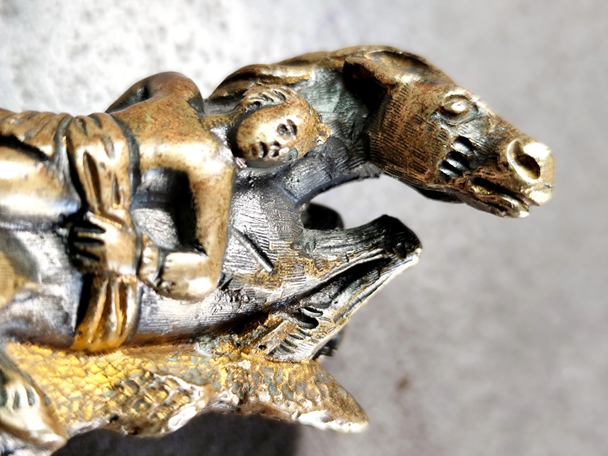 Mazeppa, Hero Of Ukraine, Bronze Riding Crop Pommel,  Two Patinas, 19th Century
