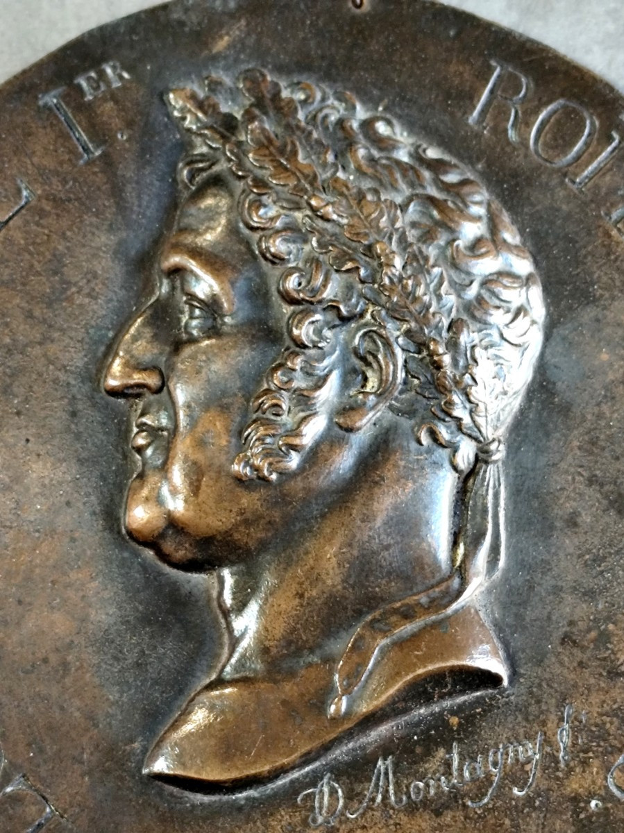 Louis Philippe 1er, Roi Des Français: Grande Plaquette Bronze Montagny 15,5cm-photo-4