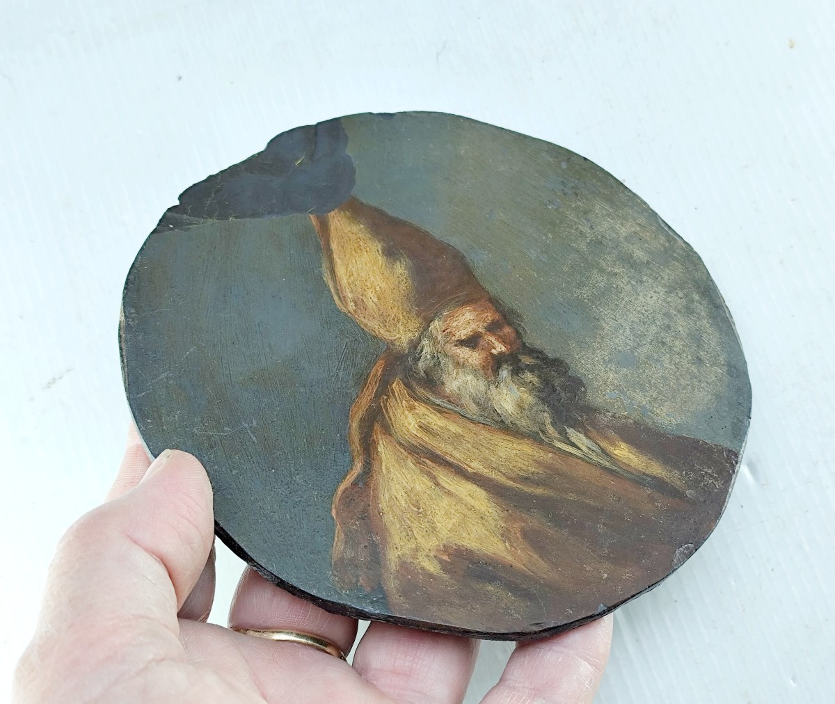 Portrait Miniature Sur Ardoise, Italie 17e Siècle : Saint Augustin, évêque d'Hippone-photo-4