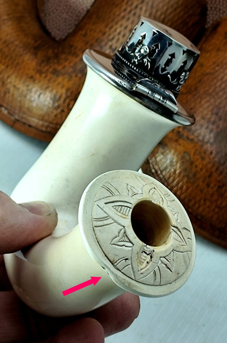 Pipe de Vienne, vers 1870, écume immaculée, argent ciselé, étui-cuir-photo-2