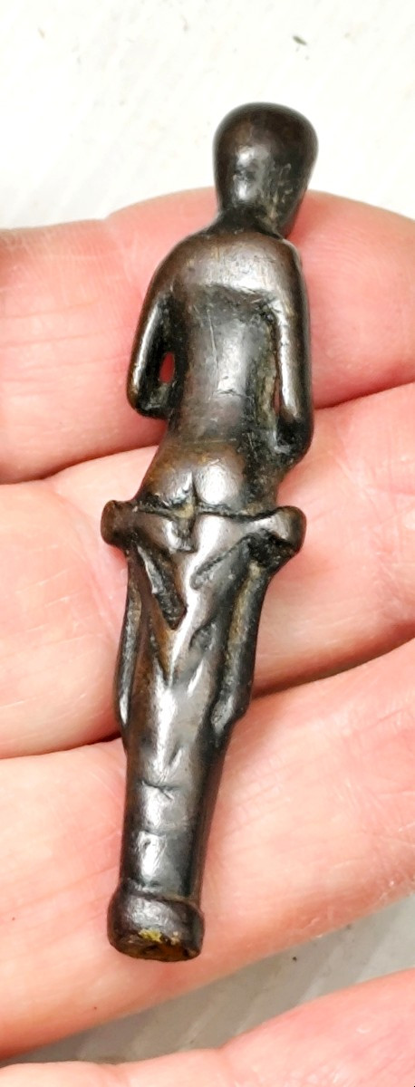 Eve And Apple, Small Bronze Knife Handle, Mosan, 16th Century-photo-2