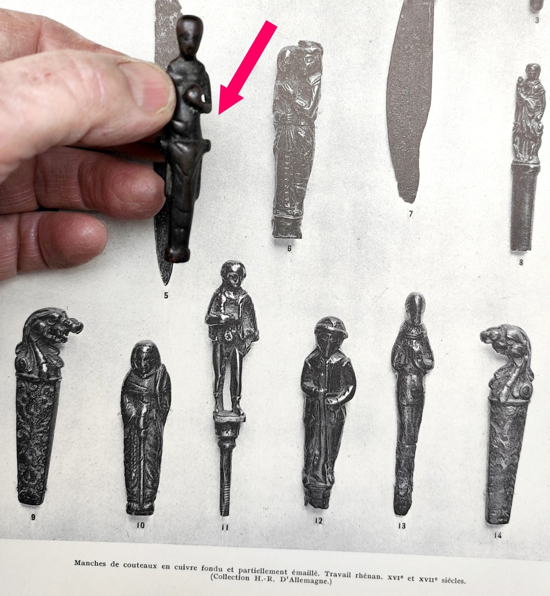 Eve And Apple, Small Bronze Knife Handle, Mosan, 16th Century-photo-4
