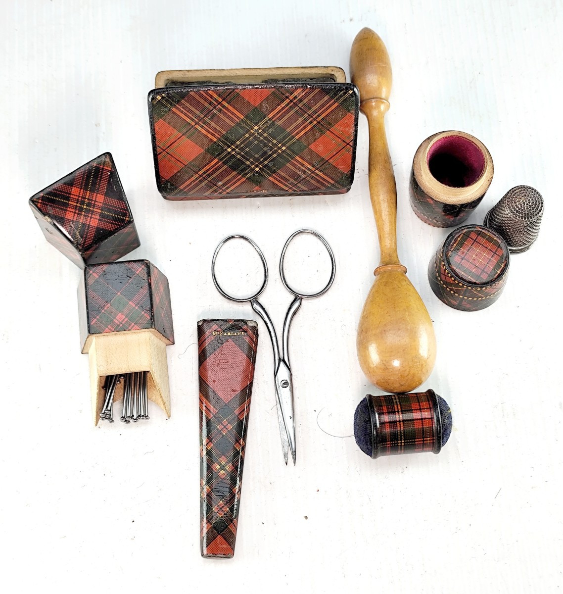 tartans et couture, petit lot de 6 pièces fin 19e siècle-photo-2