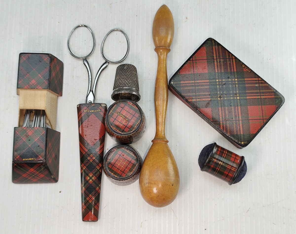 tartans et couture, petit lot de 6 pièces fin 19e siècle-photo-2