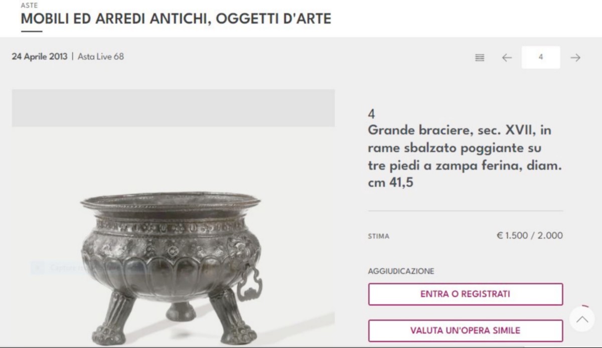 Cloche Cuivre ajouré décor de grotesque, Italie 17e siècle : couvercle de Braisière-photo-7