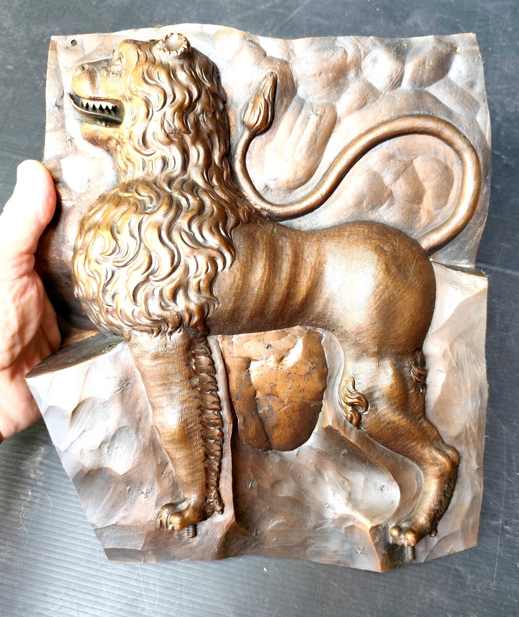 Lion Héraldique Renaissance, grand Moule double de décorateur, vers 1860,-photo-1