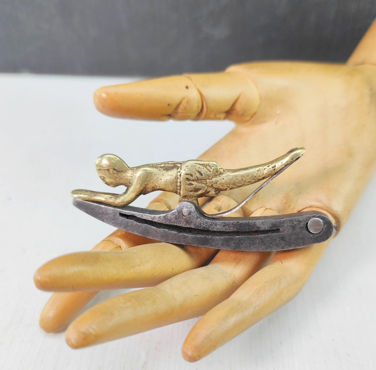 Mermaid Lighter, Iron And Bronze, Tongs And Pike, France, 17th-18th Century-photo-2