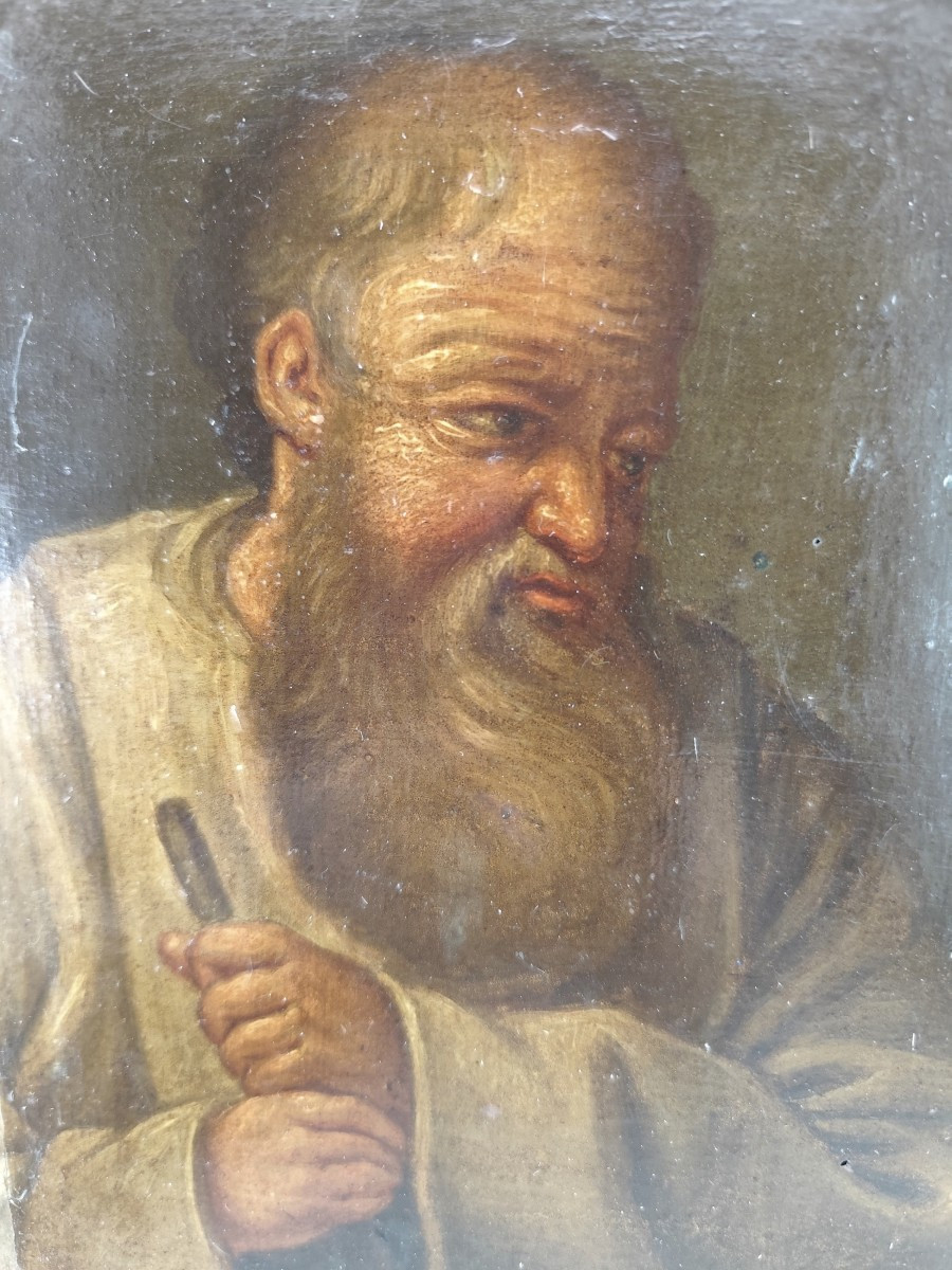 Pair Of Portraits: Mendicant Monks On Wood, 18th Century-photo-2