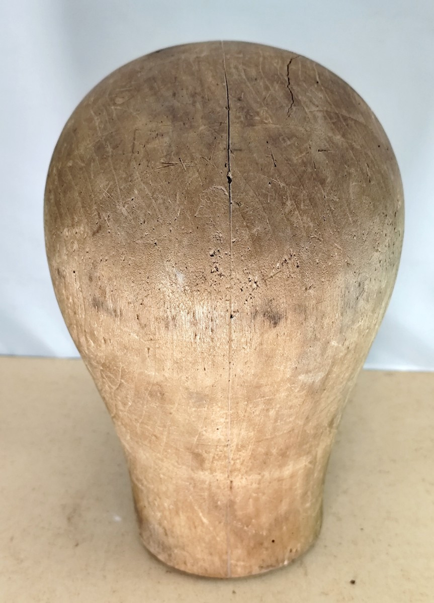 Carved Hat Head, 150 Years Old, As Discovered, Size 57-photo-2