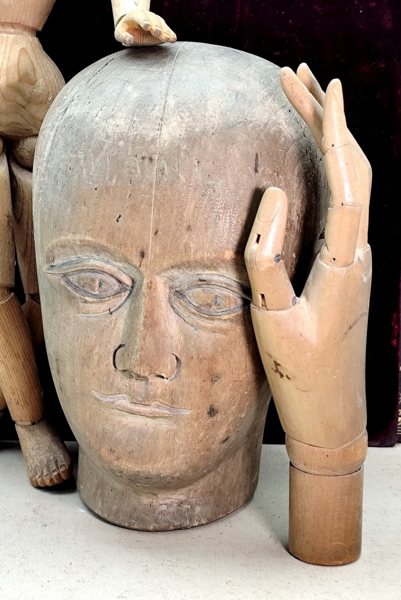 Carved Hat Head, 150 Years Old, As Discovered, Size 57-photo-4