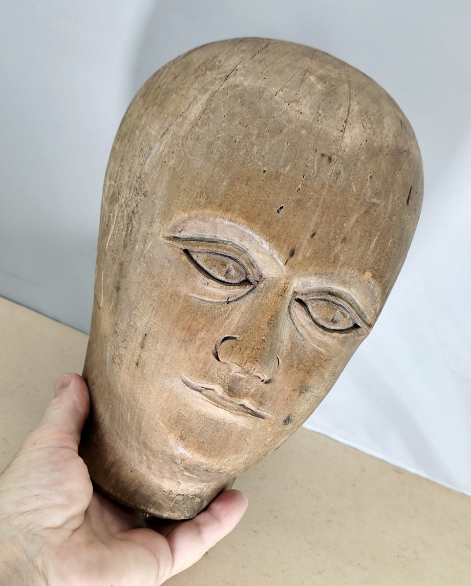 Carved Hat Head, 150 Years Old, As Discovered, Size 57