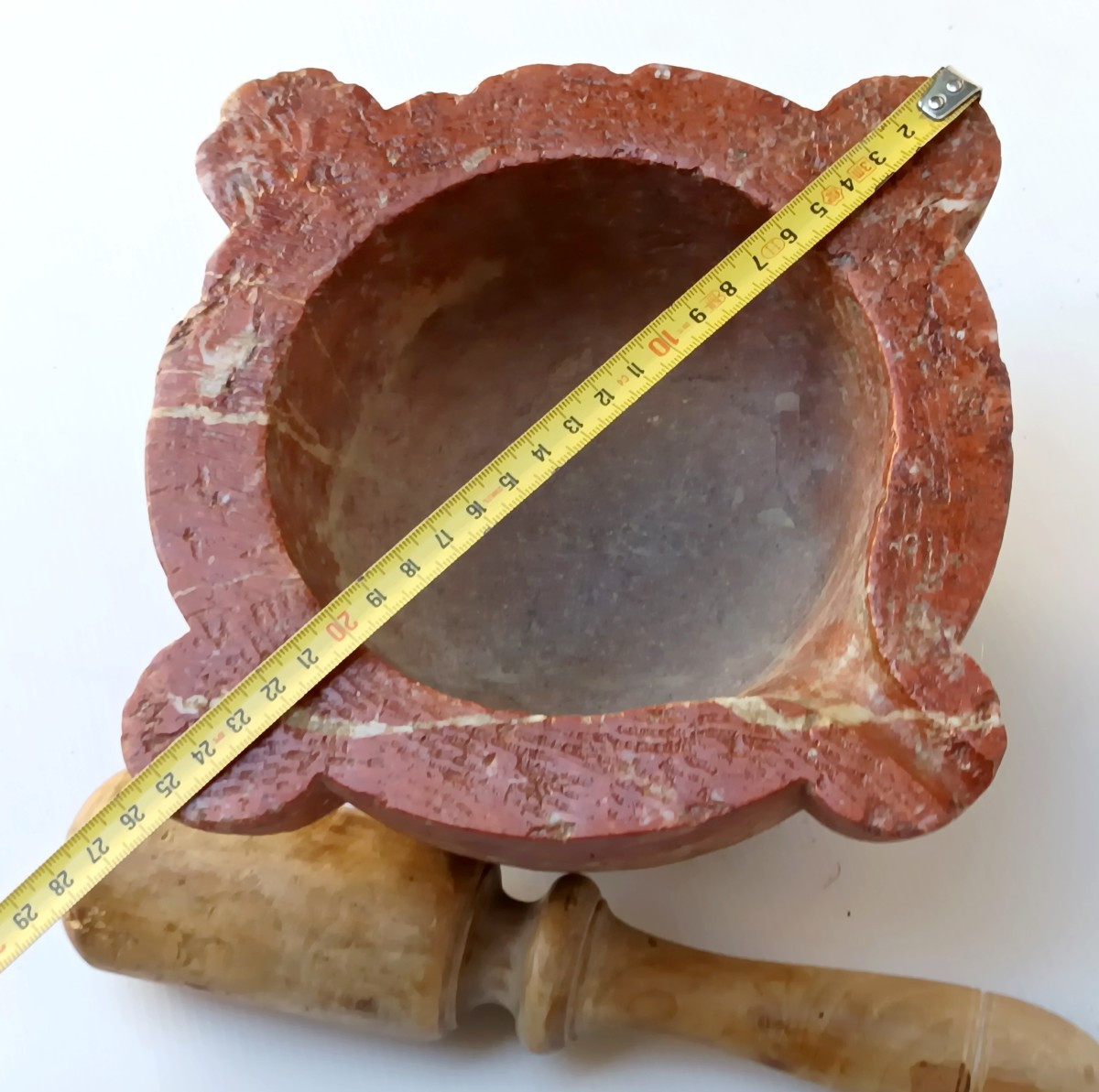 Beautiful 18th Century Mortar, Red Languedoc Marble.-photo-2