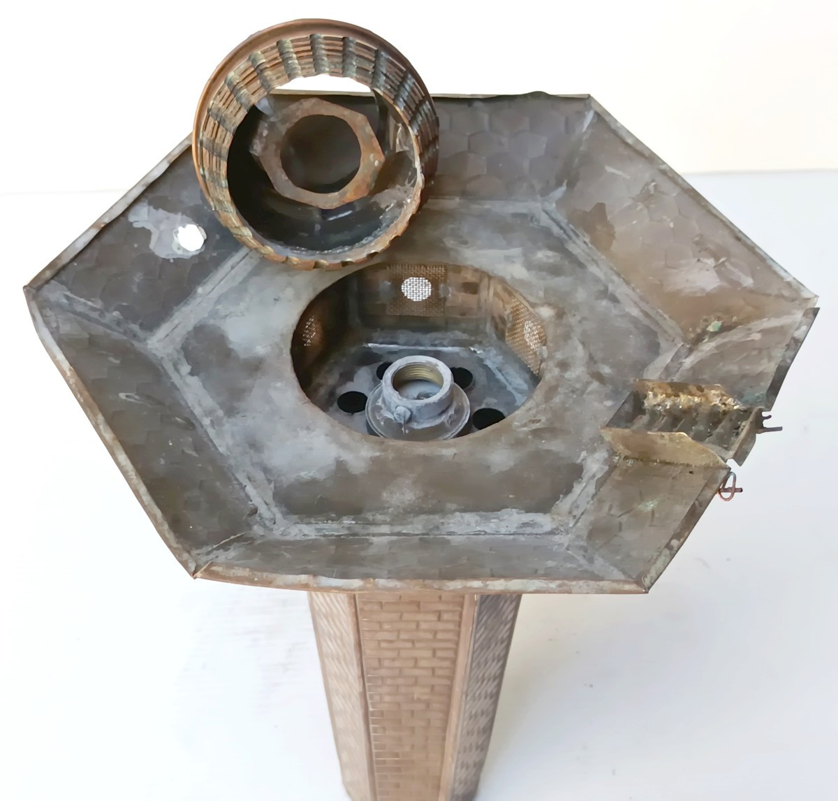 Maritime Folk Art: Lighthouse Keeper's Lamp, Handmade, Circa 1900-photo-1