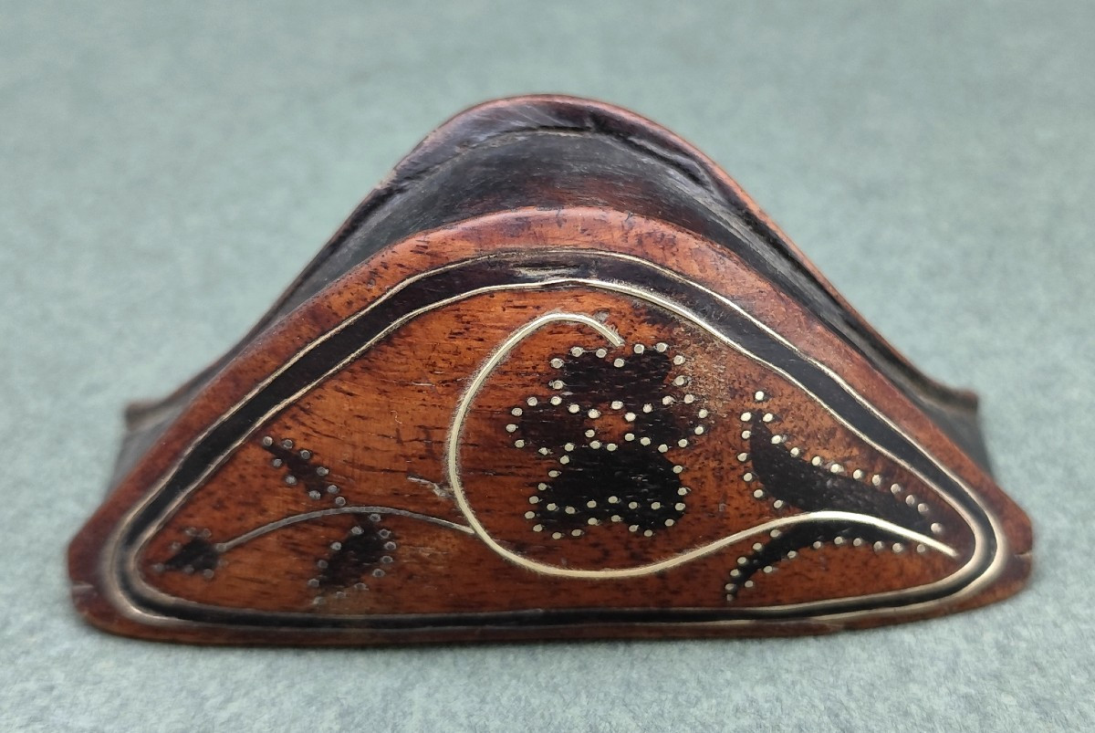 Beautiful Napoleon Snuffbox, Inlaid Fruitwood,  Bicorn, First Half Of 19th Century-photo-2