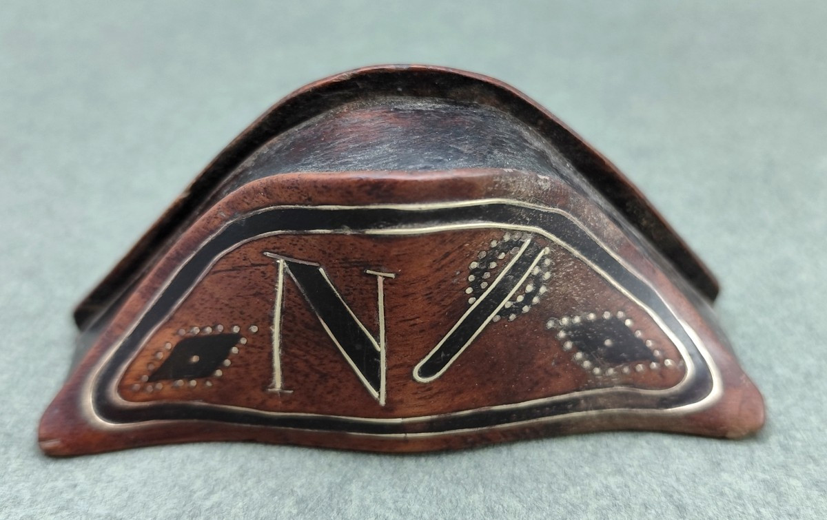 Beautiful Napoleon Snuffbox, Inlaid Fruitwood,  Bicorn, First Half Of 19th Century