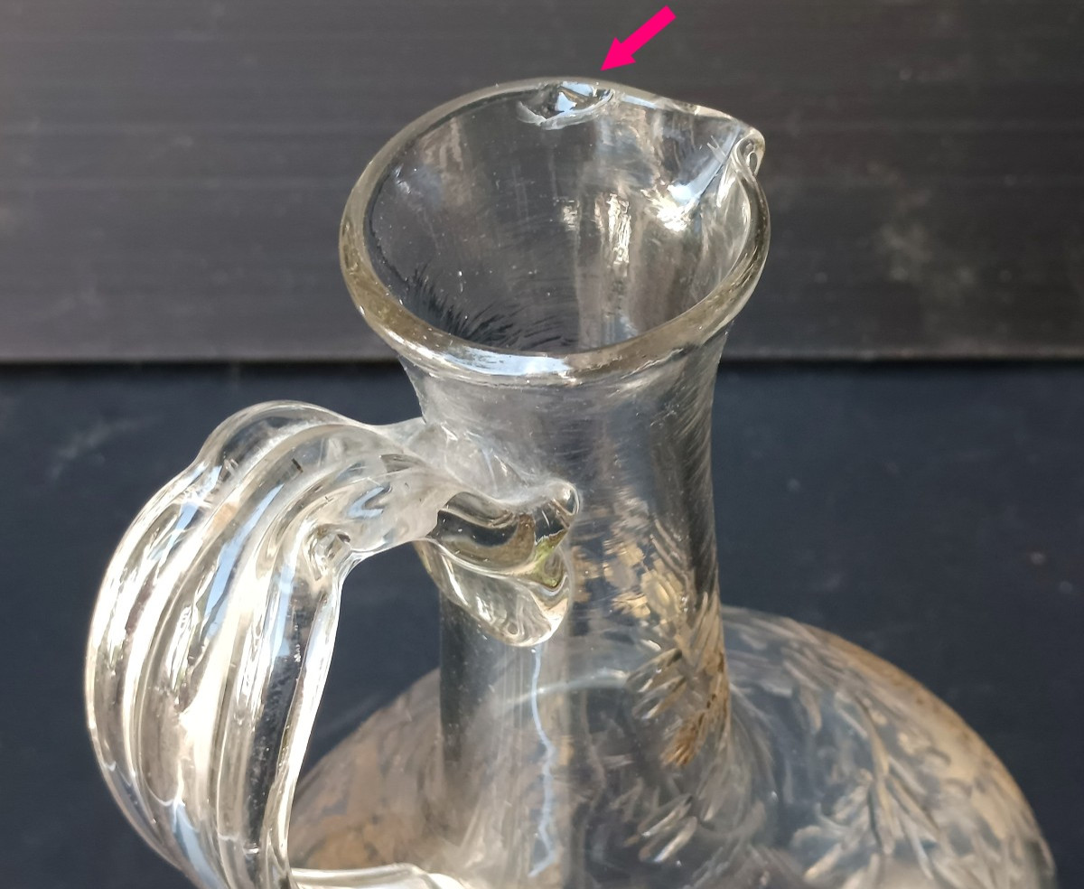Haute Aiguière verre soufflé, taillé, aux bouquets dorés, Bohème, 18e siècle-photo-2