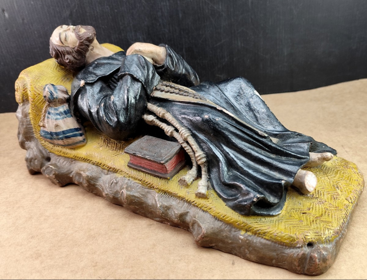 St. Francis Xavier Dies At Gates Of China, Polychrome Terracotta, 19th Century