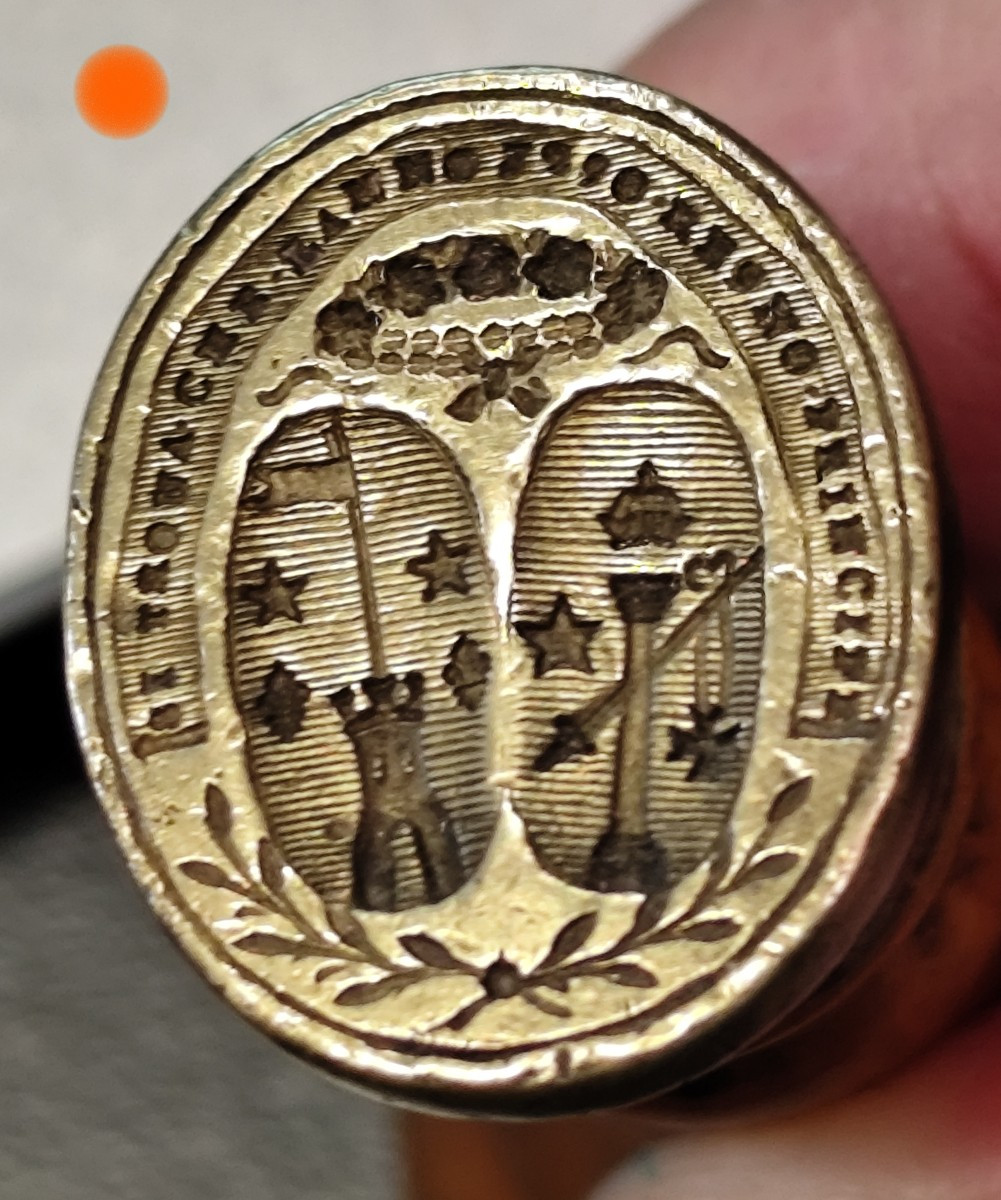 Alliance Seal, Princely Family Of Italy, (colonna) Late 17th Century, Late Boxwood Handle-photo-3