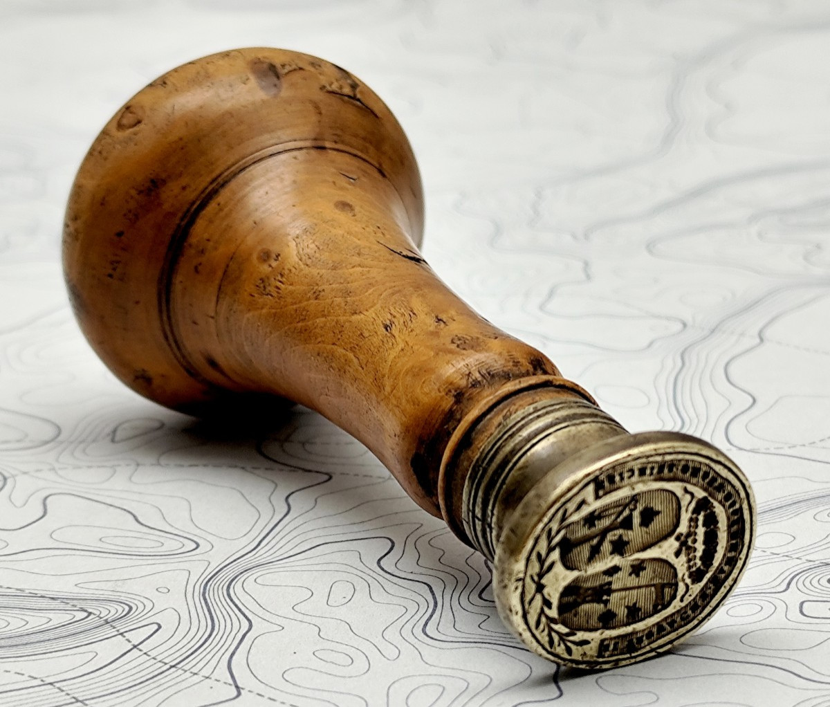 Alliance Seal, Princely Family Of Italy, (colonna) Late 17th Century, Late Boxwood Handle-photo-4